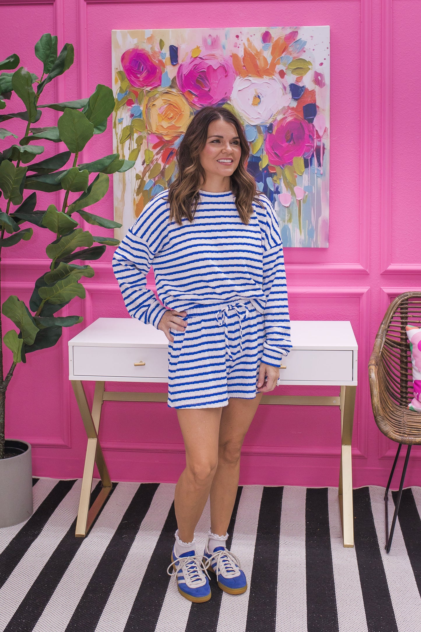 Cozy Striped Lounge Short Set