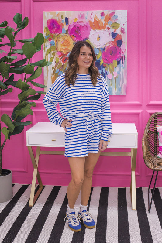 Cozy Striped Lounge Short Set