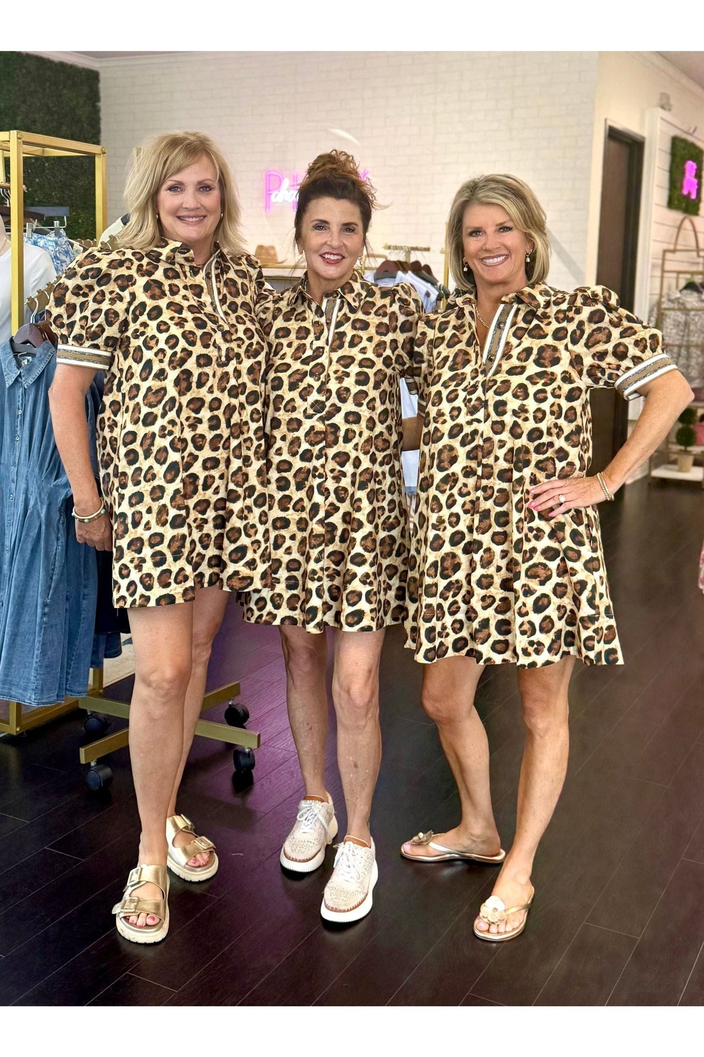 Leopard Dress w/Contrast Trim