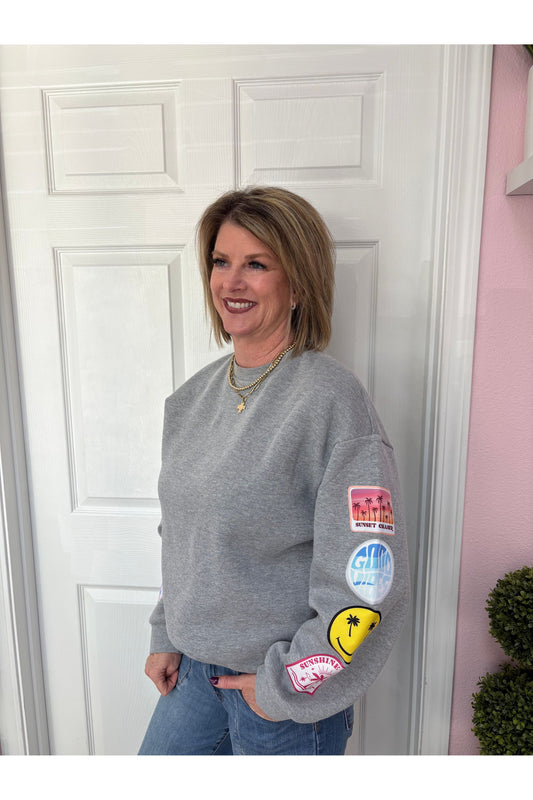 Heather Grey Crew w/Patches