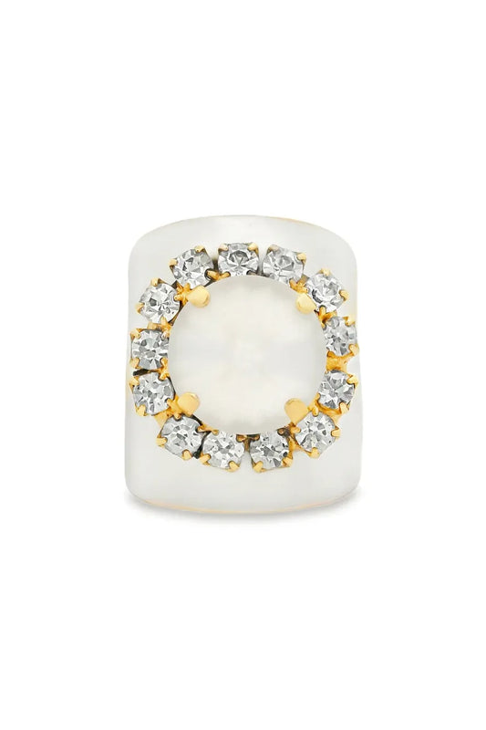 Tova Jacci Ring Enamel Fairy Dust White