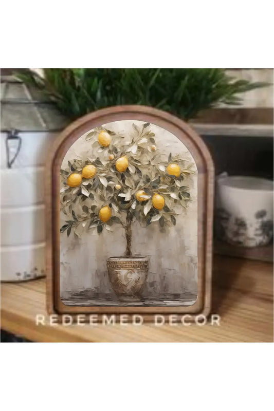 Arch Top Lemon Tree Framed Art
