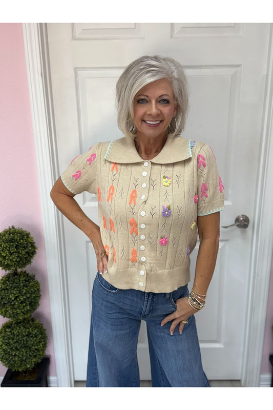 Happy Days Lightweight Embroidered Sweater