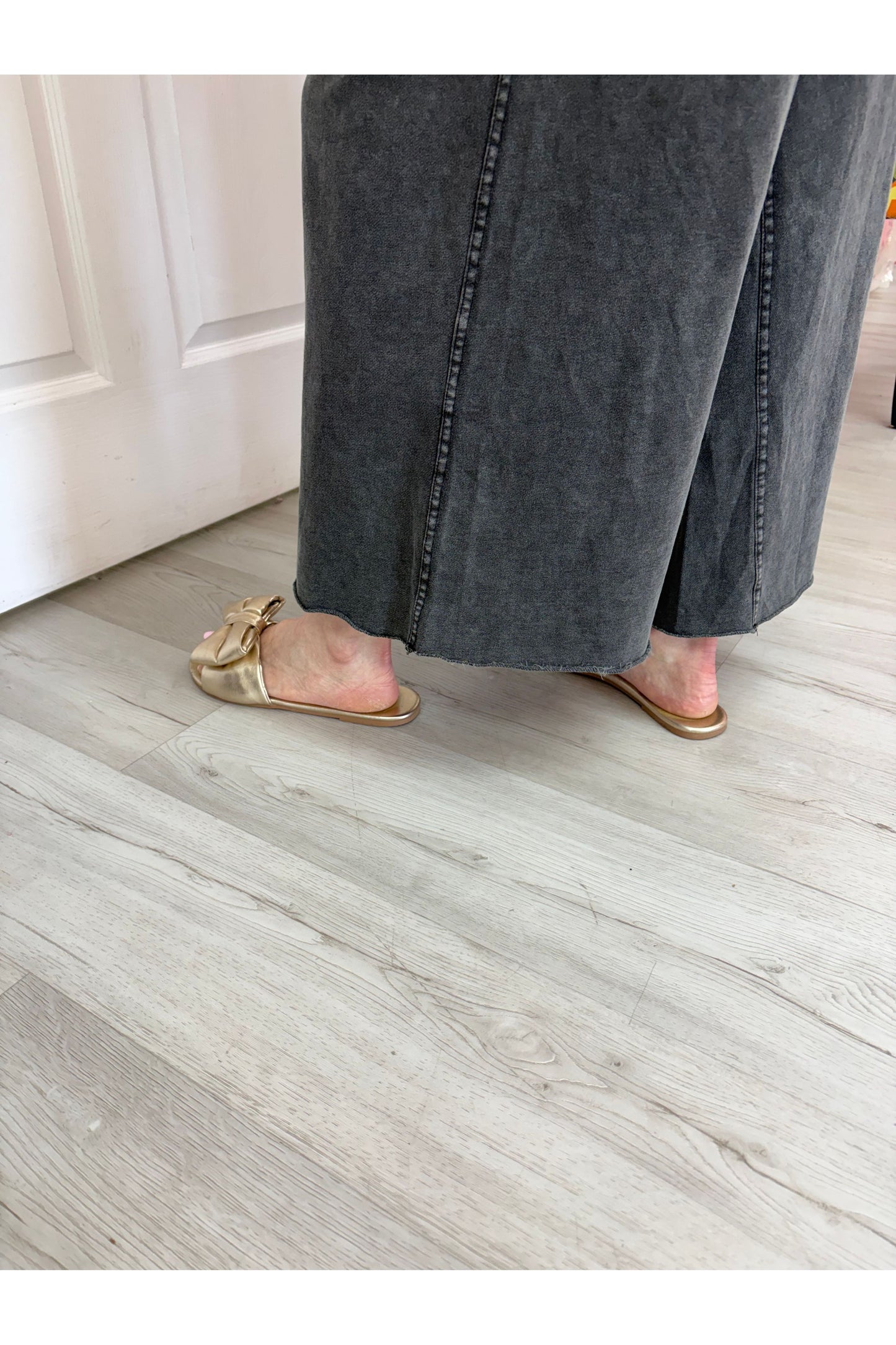 Black Washed Terry Knit Pants