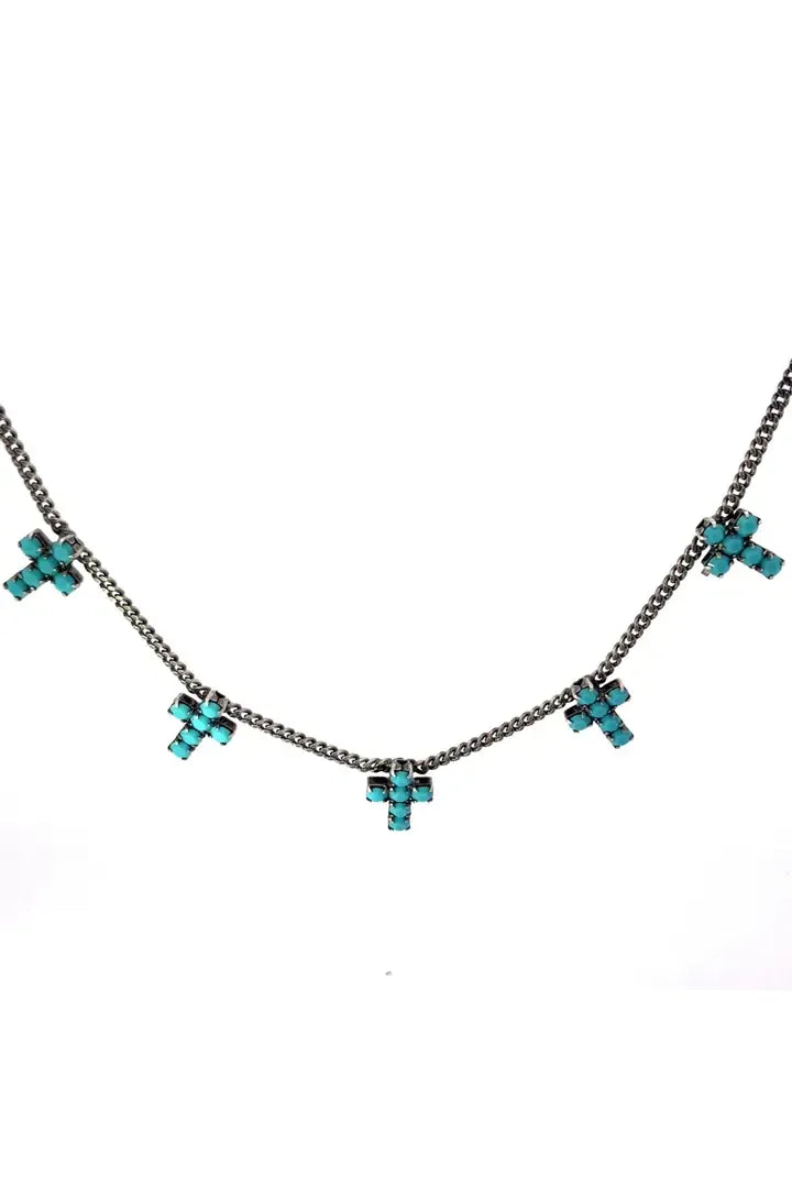 Multi Cross Necklace in Turquoise