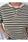 Oversized Stripe LS Knit Top W/Contrasting Rib