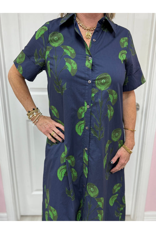 Rosamund Navy Floral Midi Dress