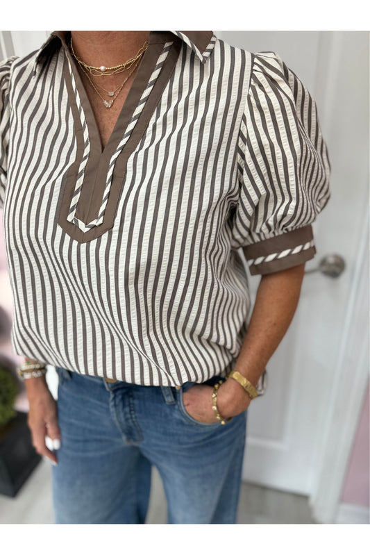 Carlee Striped Pattern Blouse