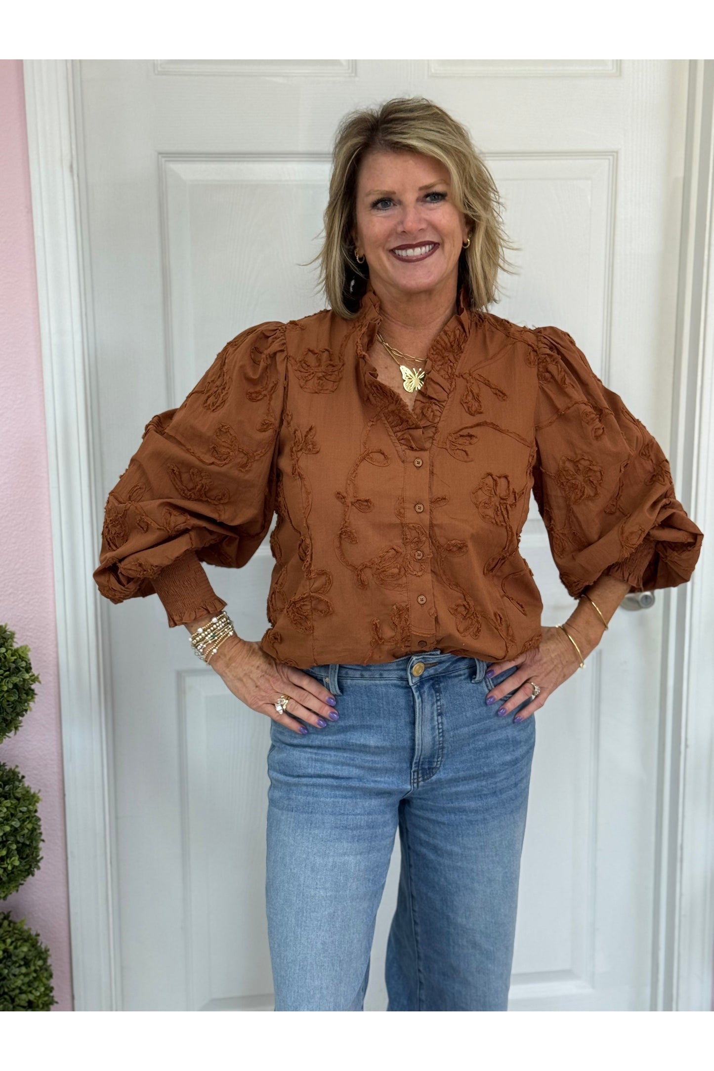 Micah Floral Applique L/S Top