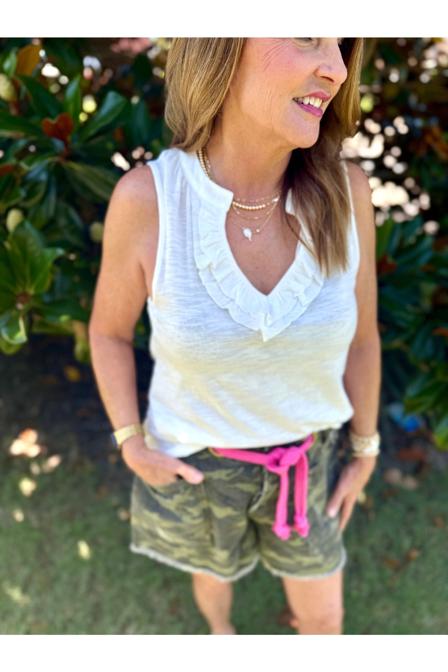 Camo Print Patch Pocket Shorts