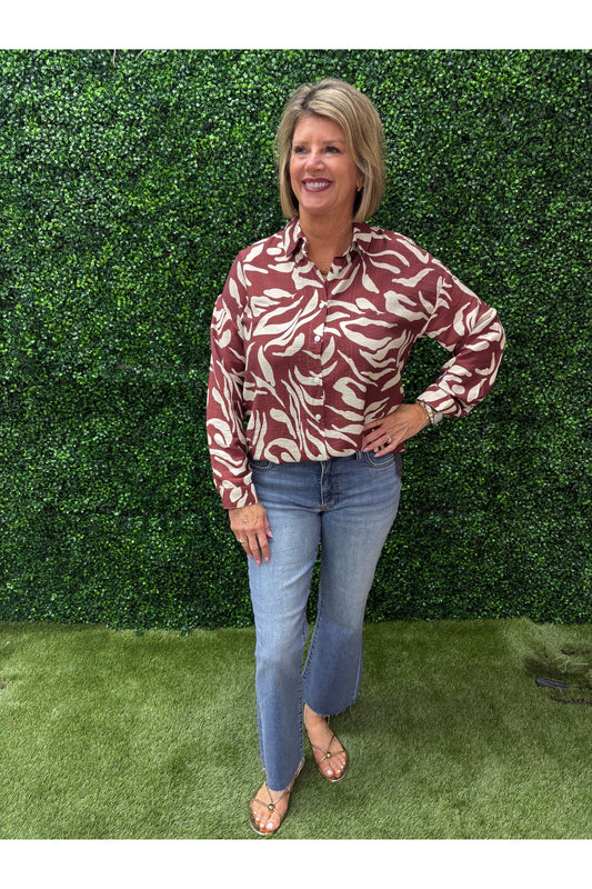 Cherry Patterned Button Up Blouse