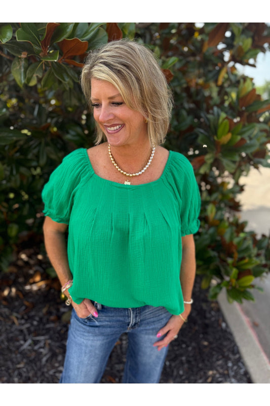 Annie Solid Cotton Gauze Blouse