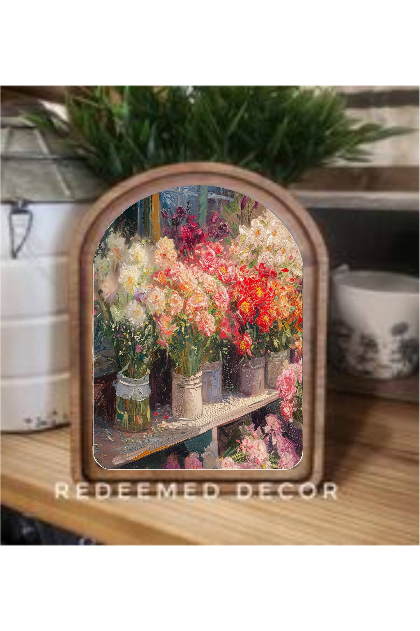 Arch Top Flower Shop Framed Art