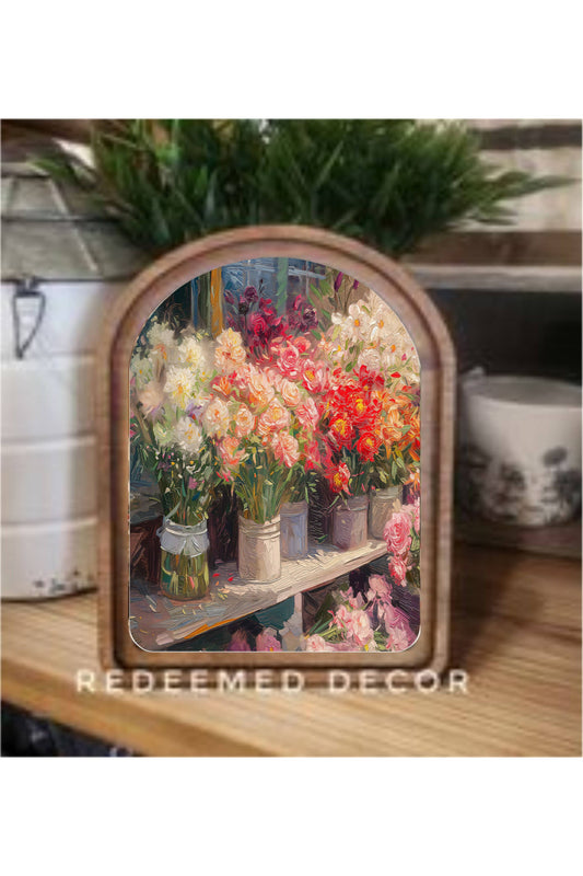 Arch Top Flower Shop Framed Art