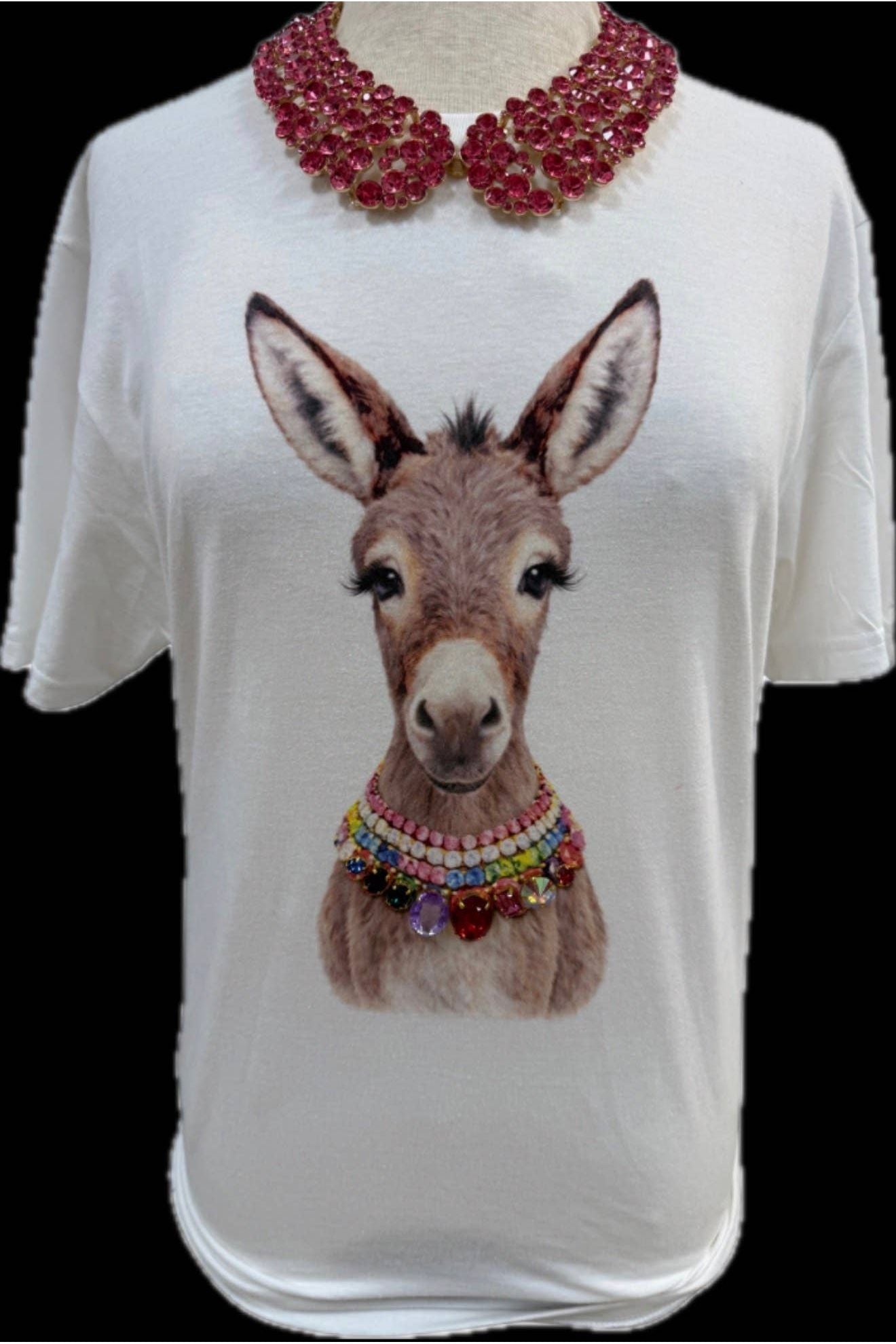 Jeweled Collar Donkey on White Crew