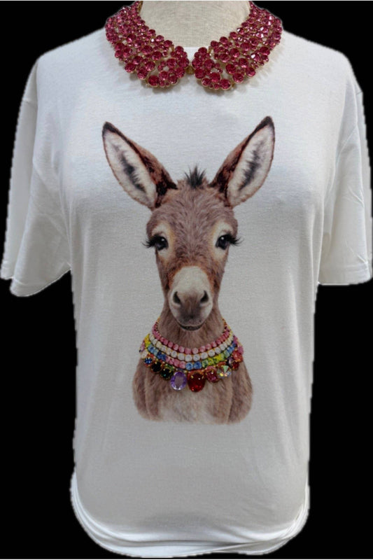 Jeweled Collar Donkey on White Crew