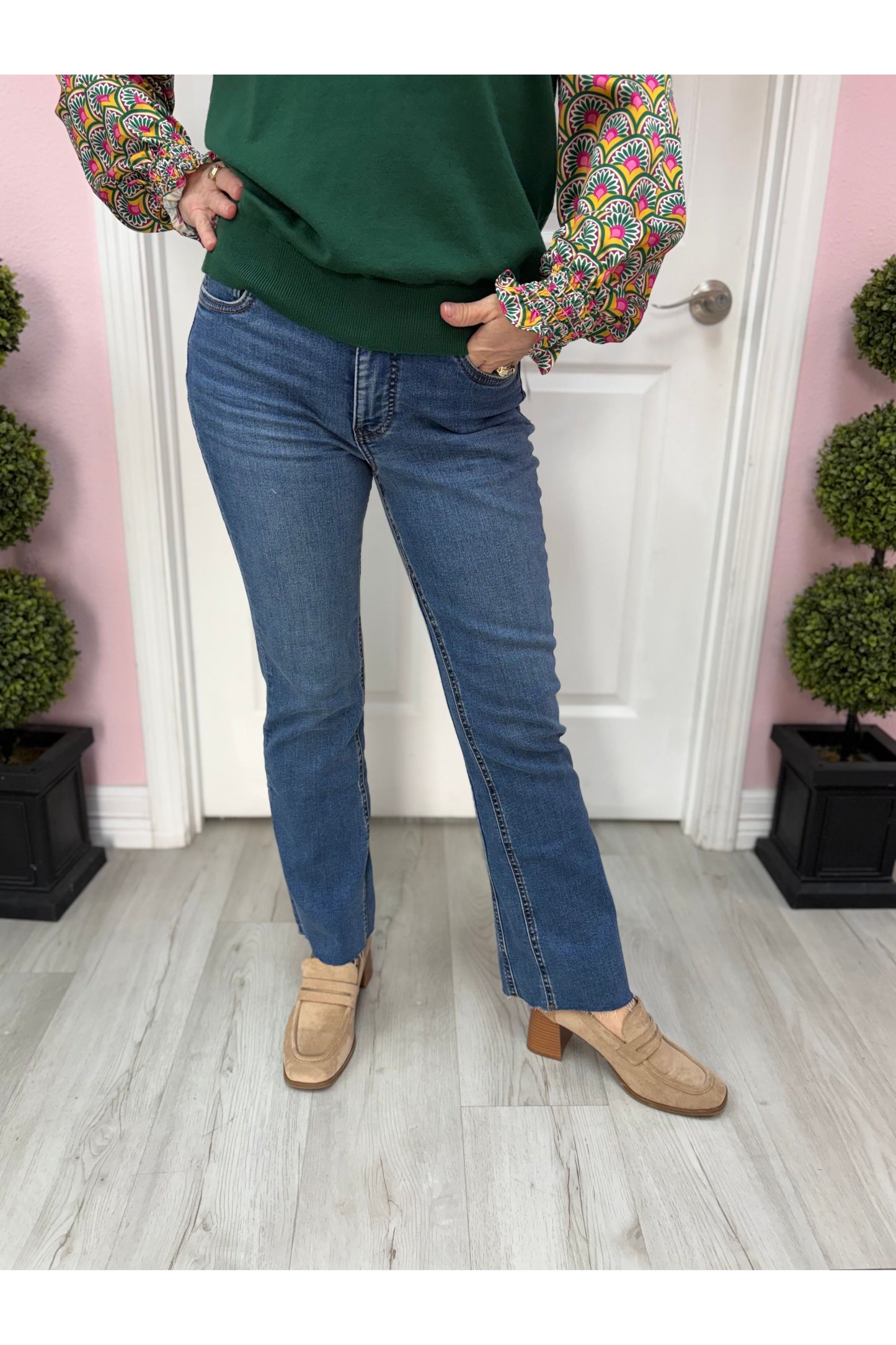 Kelsey High Rise Ankle Flare Jeans
