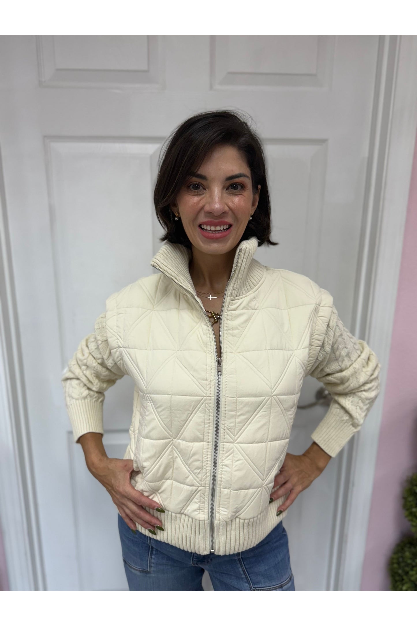 Ivory Mixed Media Jacket