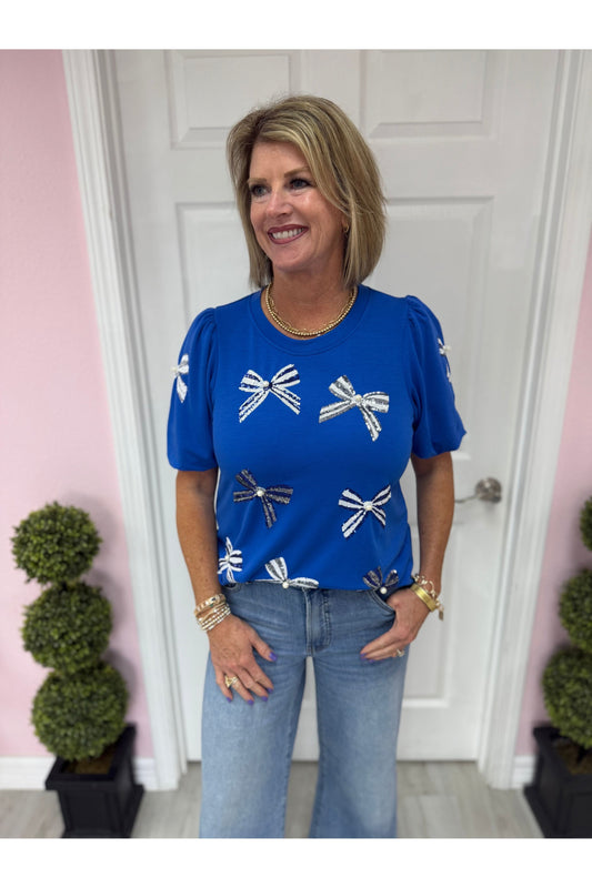Tina Blue Bows Top