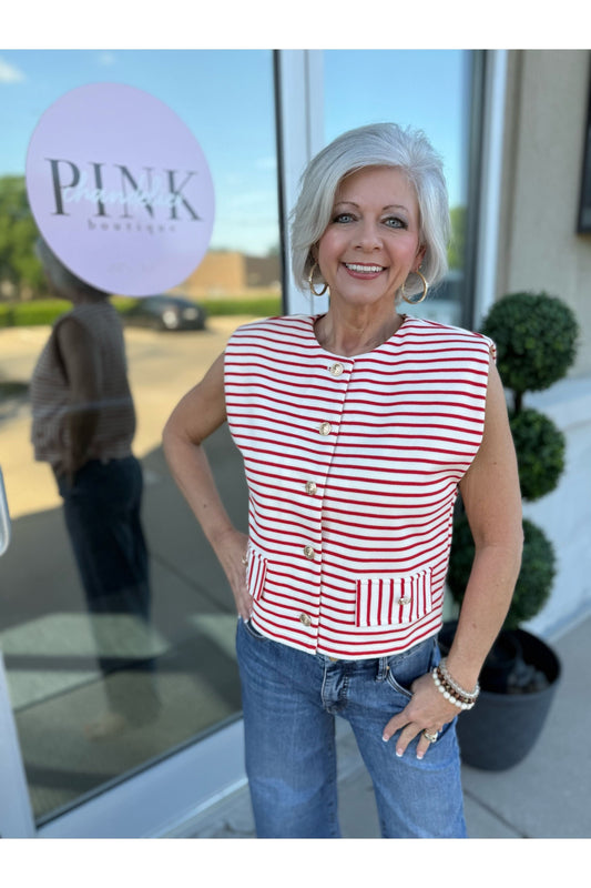 Sleeveless Stripe Patterned Top
