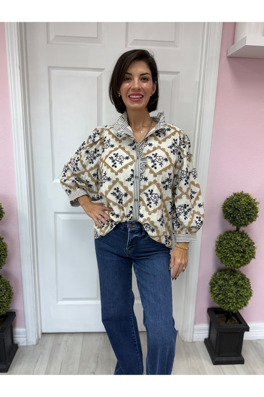 Gina Abstract Patterned Blouse