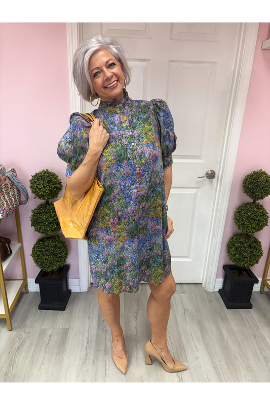 Monet Like Print Mini Dress