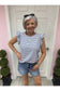 Double Flutter Sleeve Crew Neck