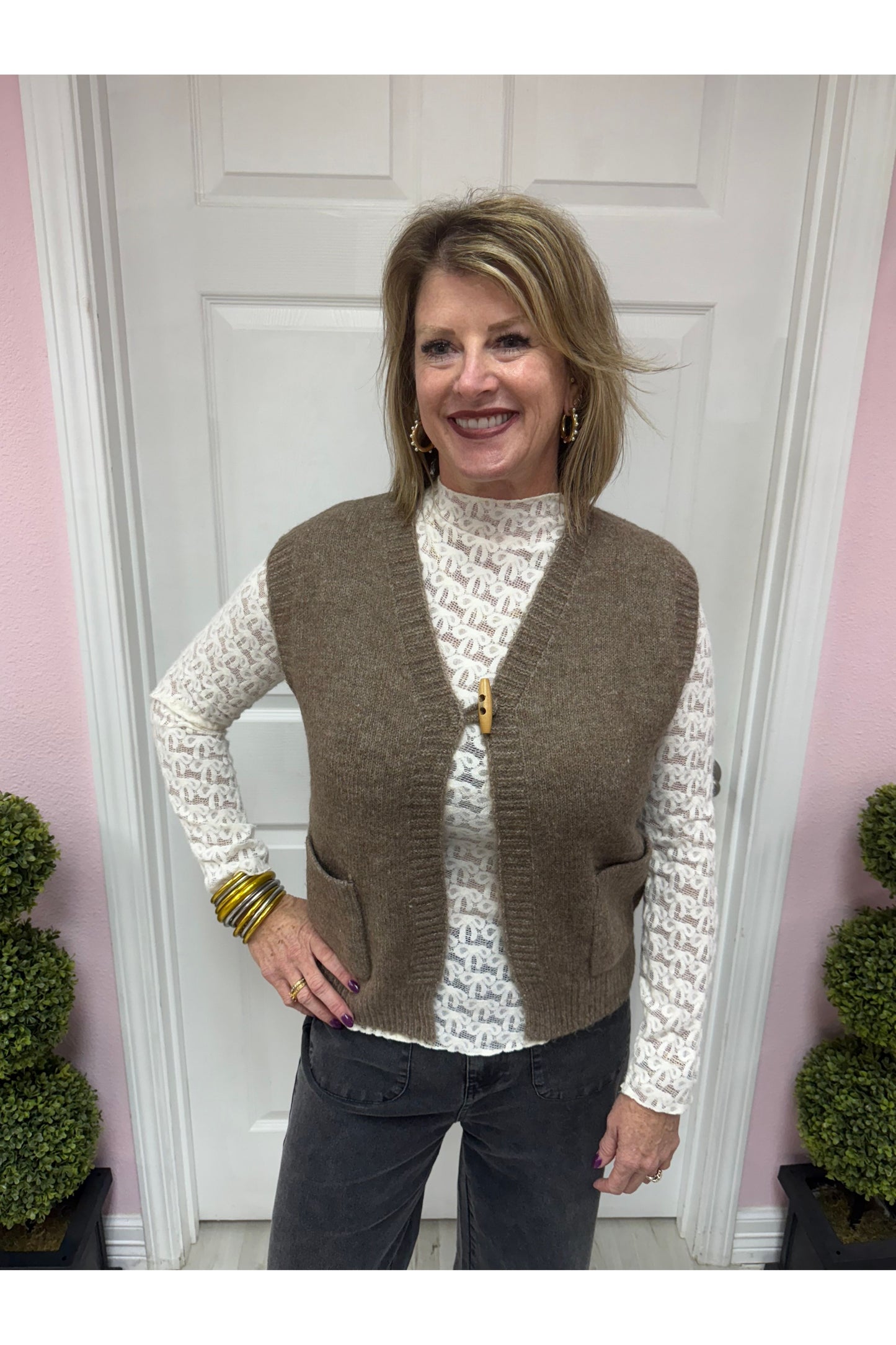 Brushed Bow Lace Long Sleeve