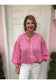 Pinstripe Bubble Sleeve Blouse
