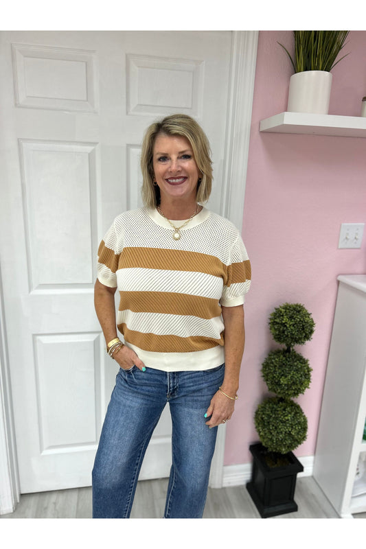 Camel Striped Sweater