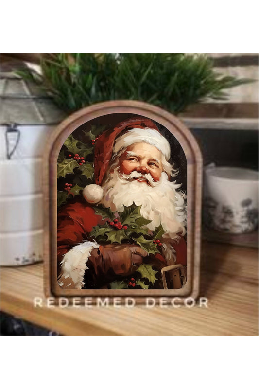 Arch Top Vintage Santa Framed Art