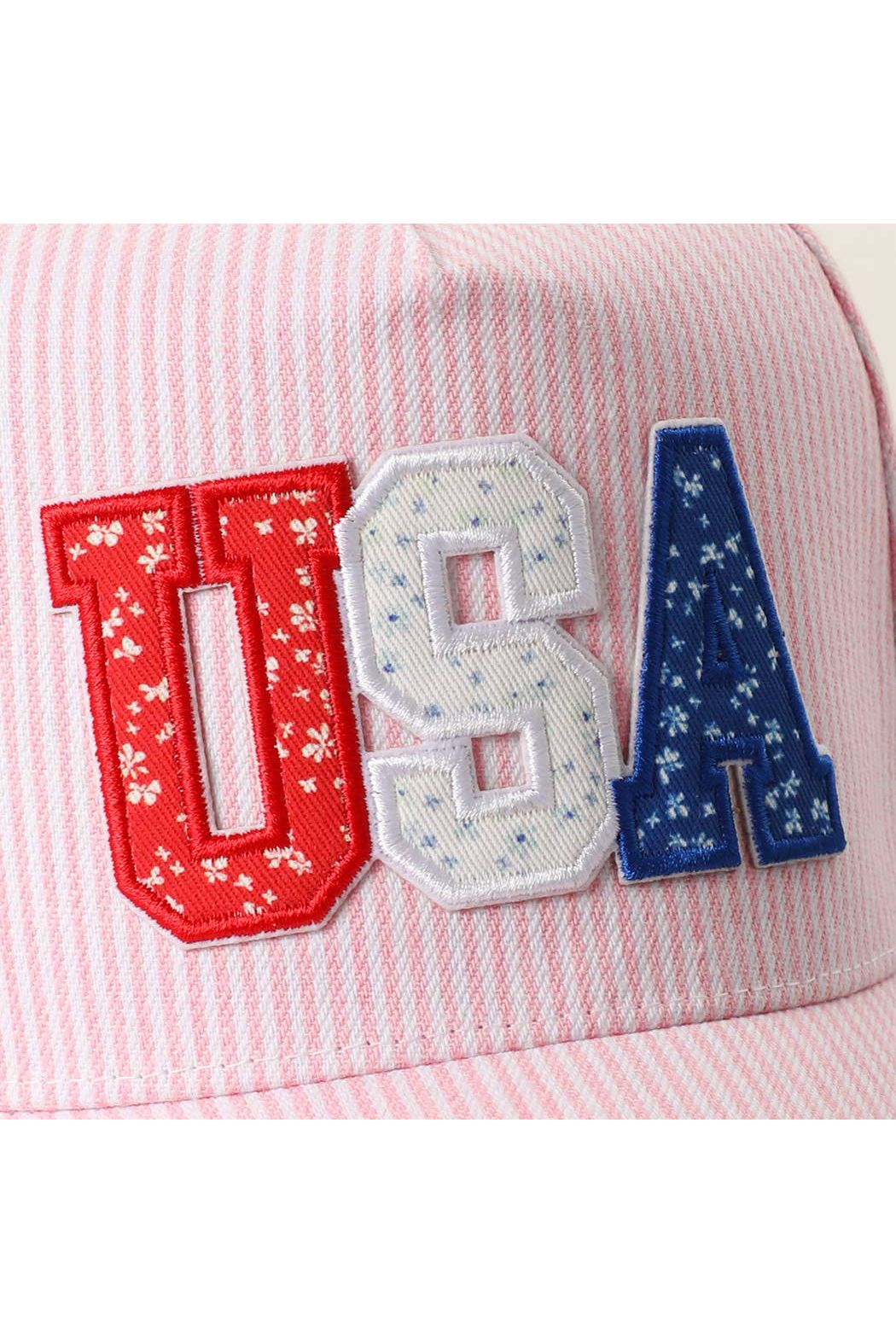 USA Letter Patch Striped Trucker Hat