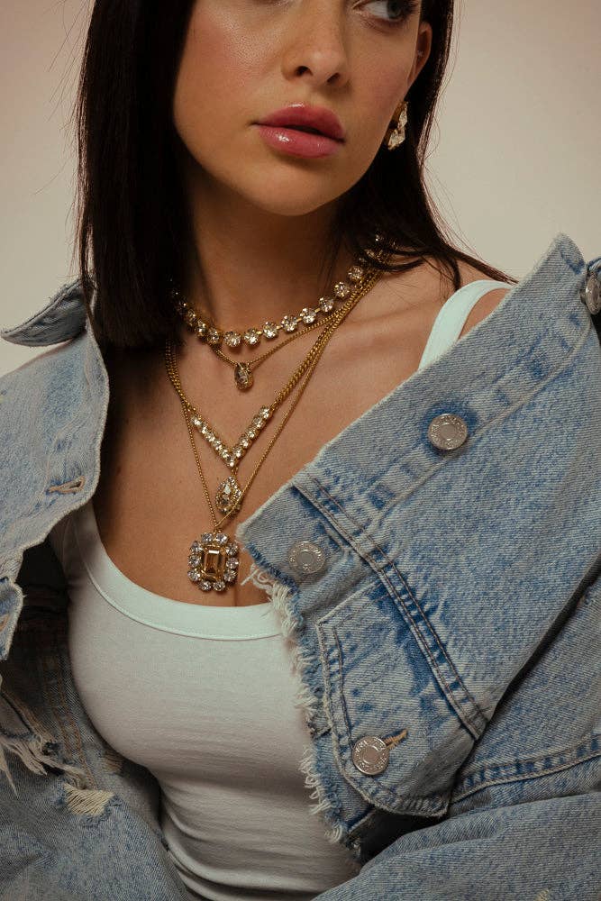 Tova Edith Rectangle Pendant Champagne