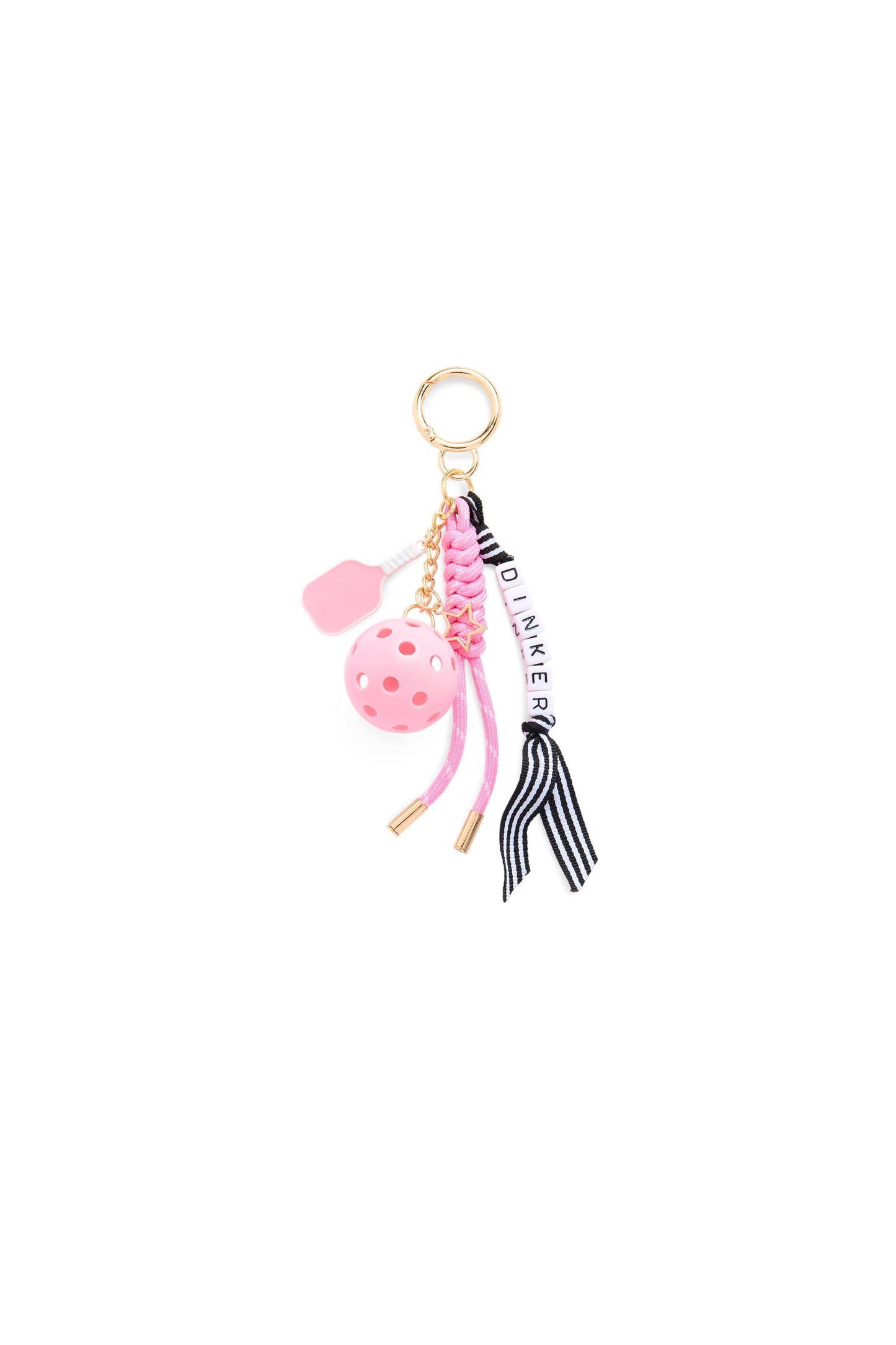 "DINKER" PICKLEBALL BAG CHARM/KEY RING, PINK