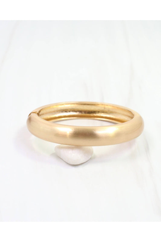 Harlow Hinged Bangle Bracelet Worn Gold