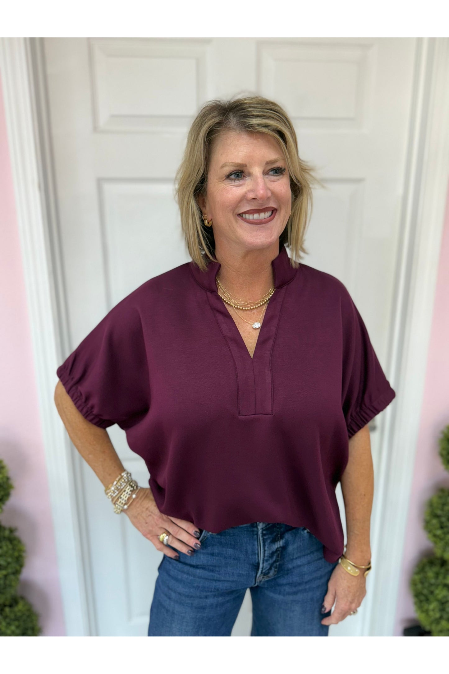 Georgia Vneck Short Sleeve Blouse