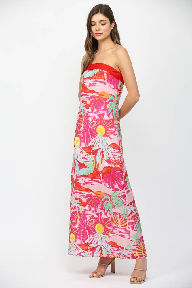 Take Me To The Beach Strapless Maxi