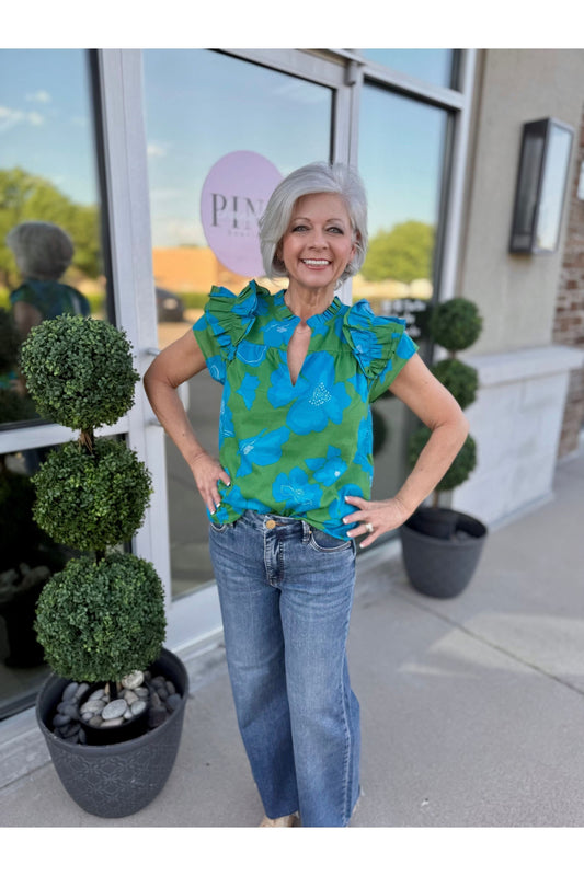 Rori Floral Ramona Ruffle Sleeve Blouse