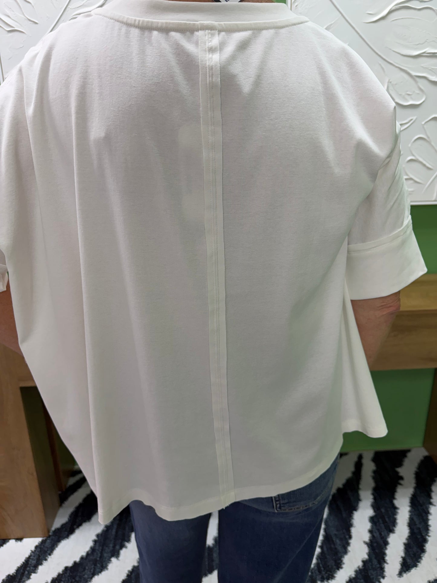 Cammie Oversized Pullover Round Neck Band Short Sleeve