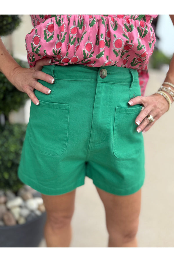 Solid High Waisted Shorts