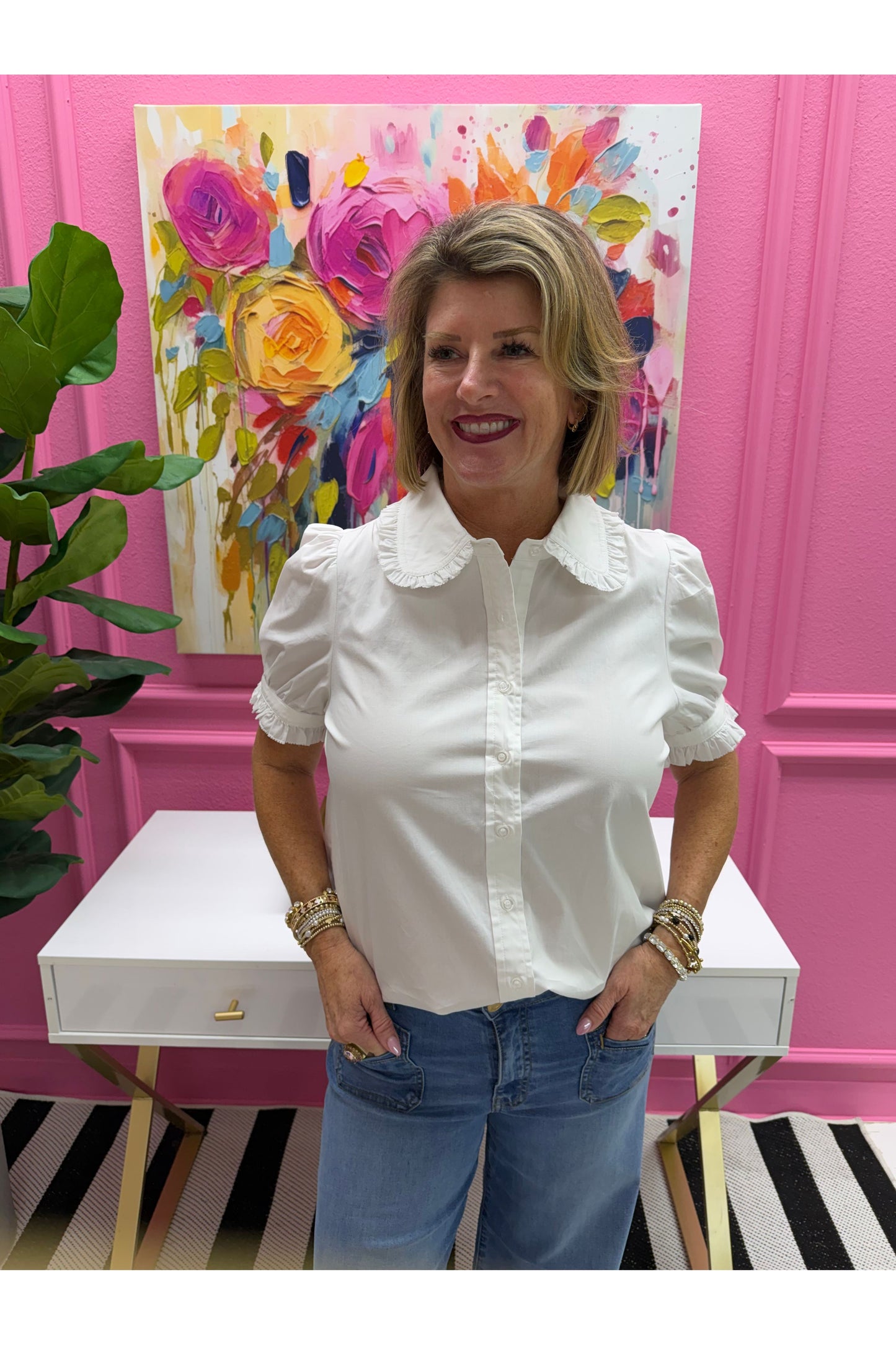 Fancy Short Sleeve Blouse