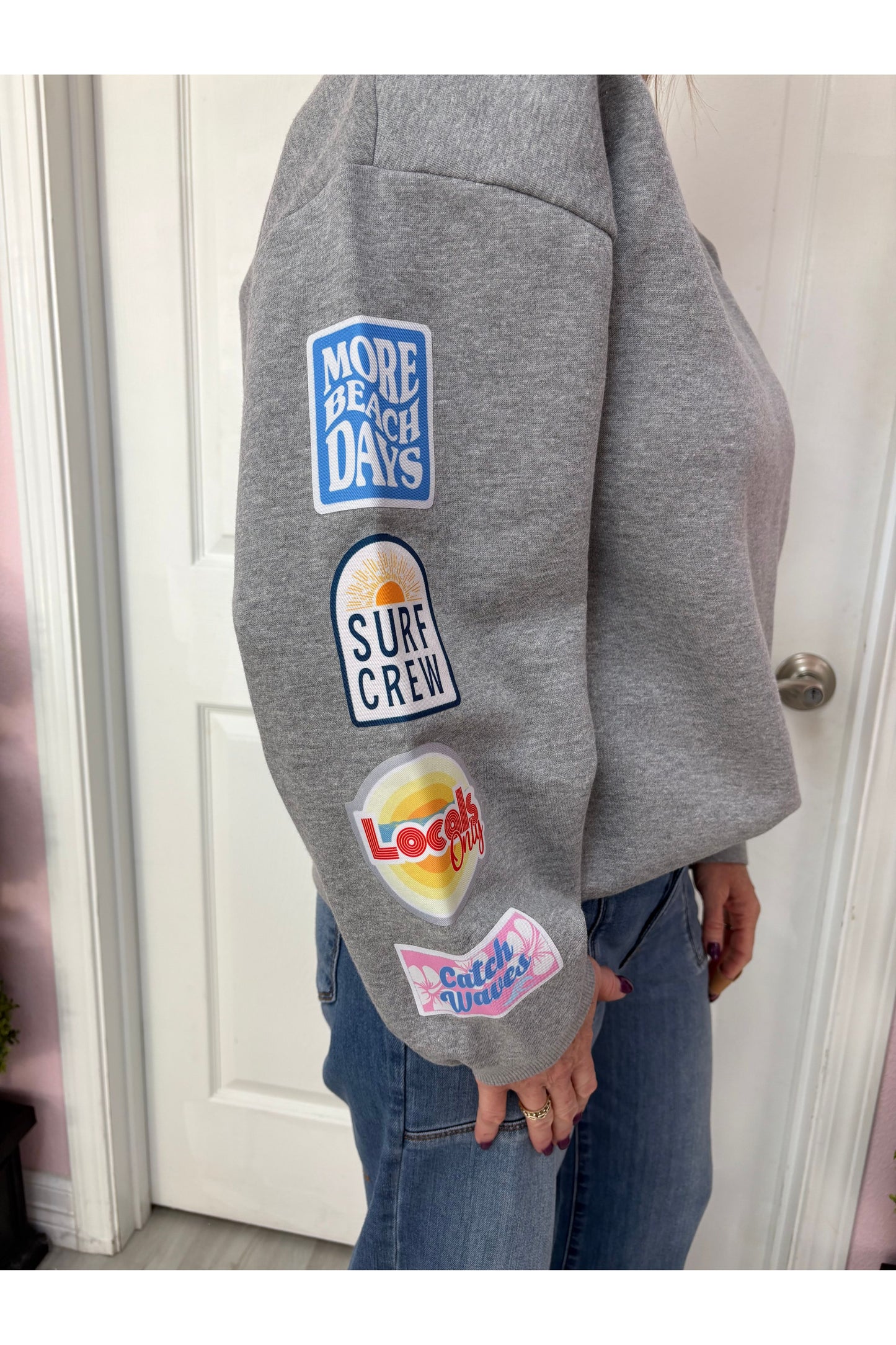 Heather Grey Crew w/Patches