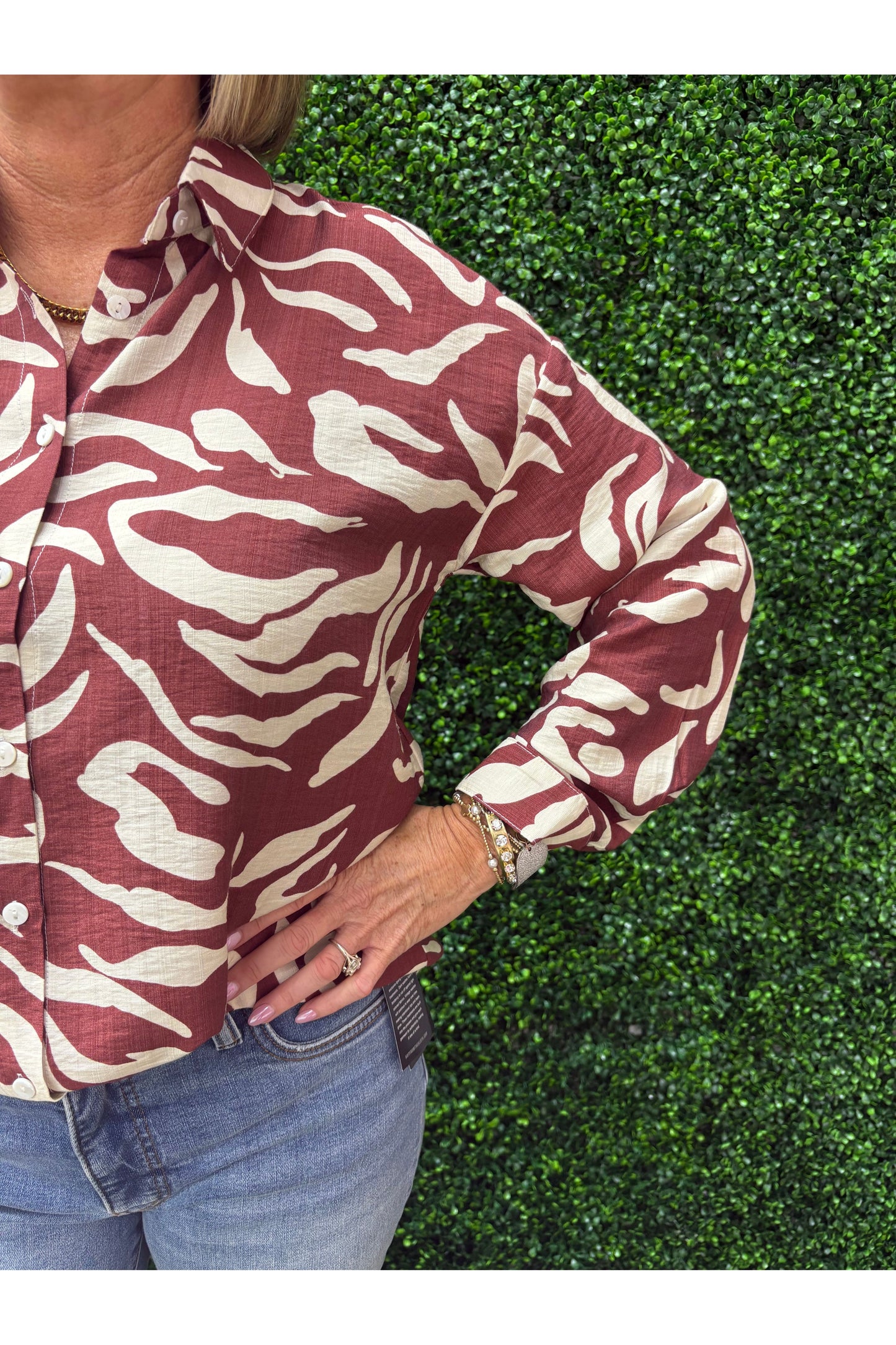 Cherry Patterned Button Up Blouse