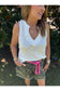 Cotton VNeck Top w/Ruffles