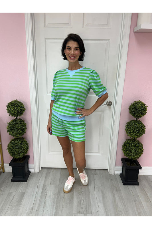 Stripe Spring Shorts Set