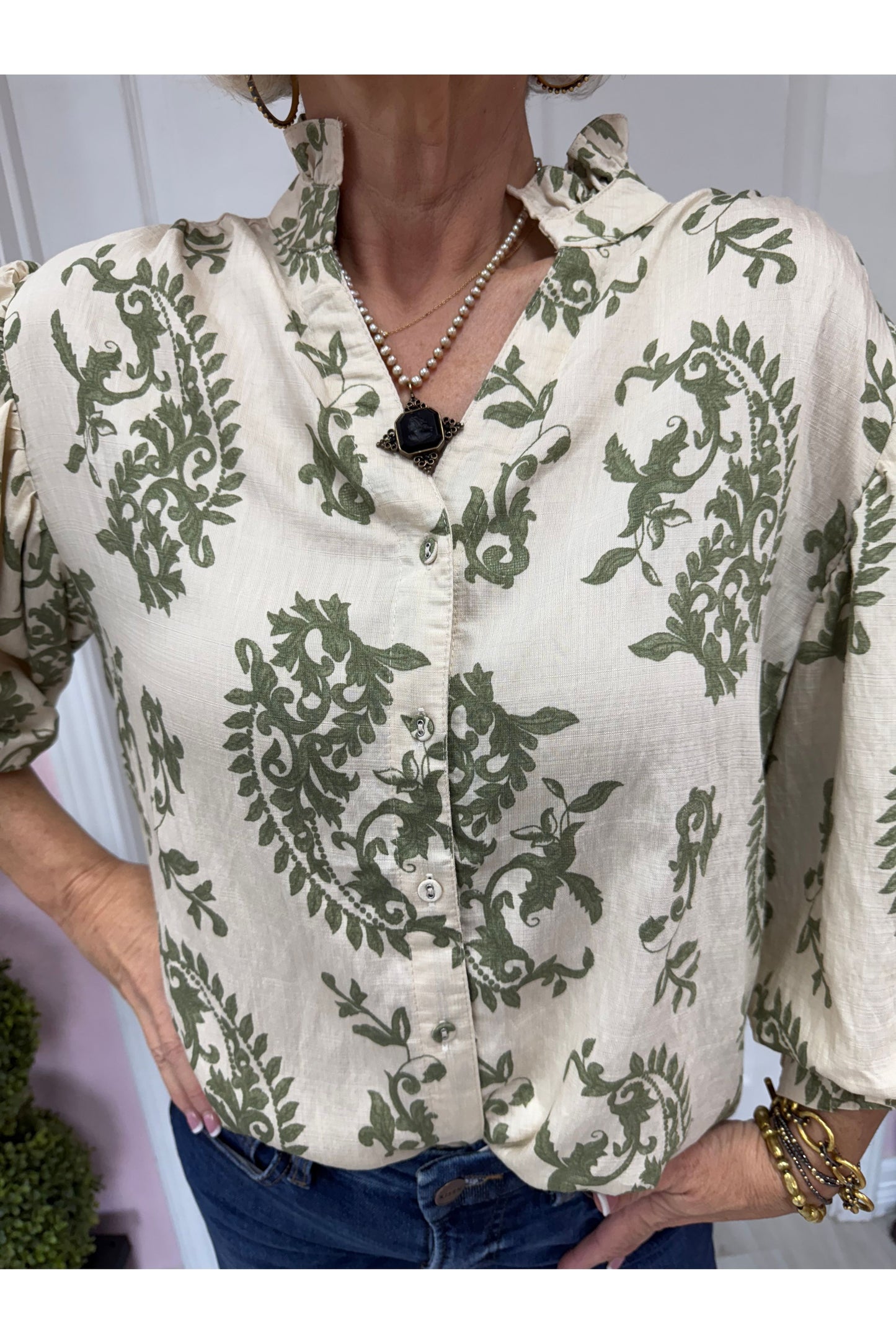 Sorrento Antique Blouse- Blue arriving approx 10/16