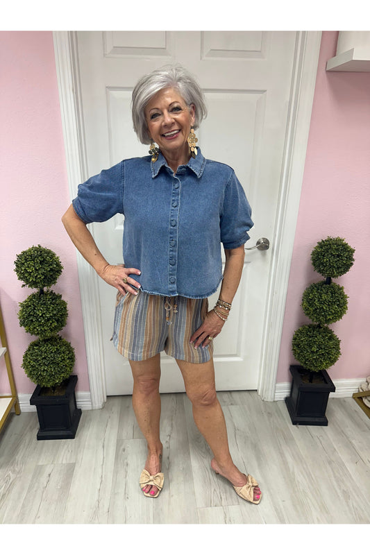 Cammie Multi-Color Striped Shorts