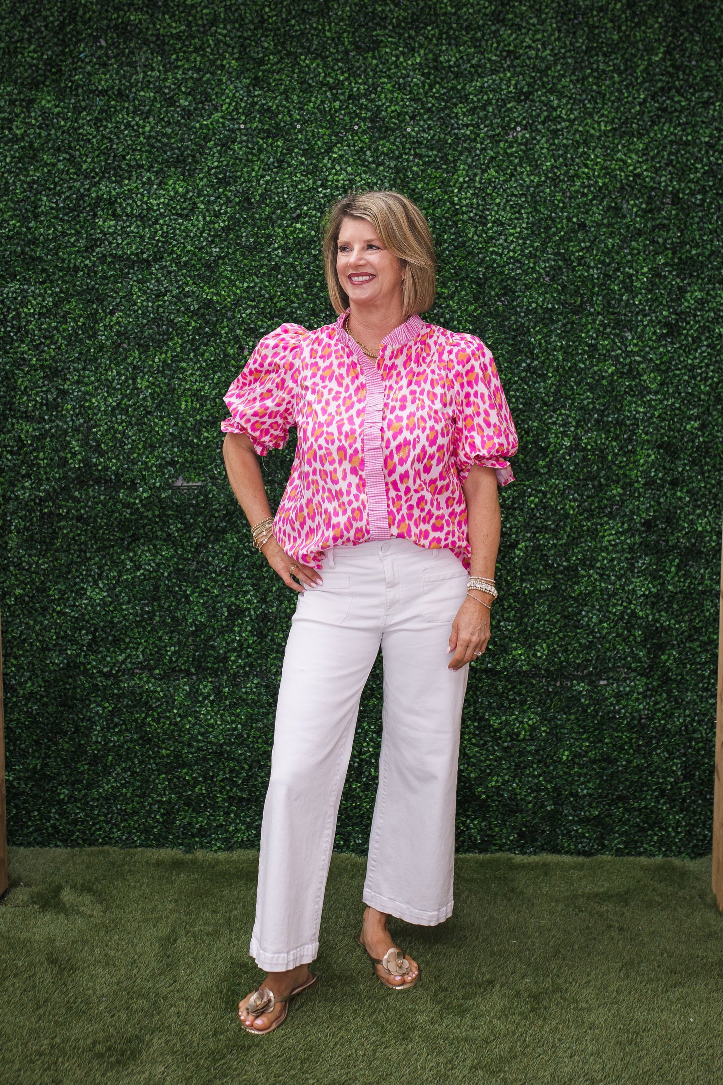 Grace Pink Animal Print w/Gingham Trim