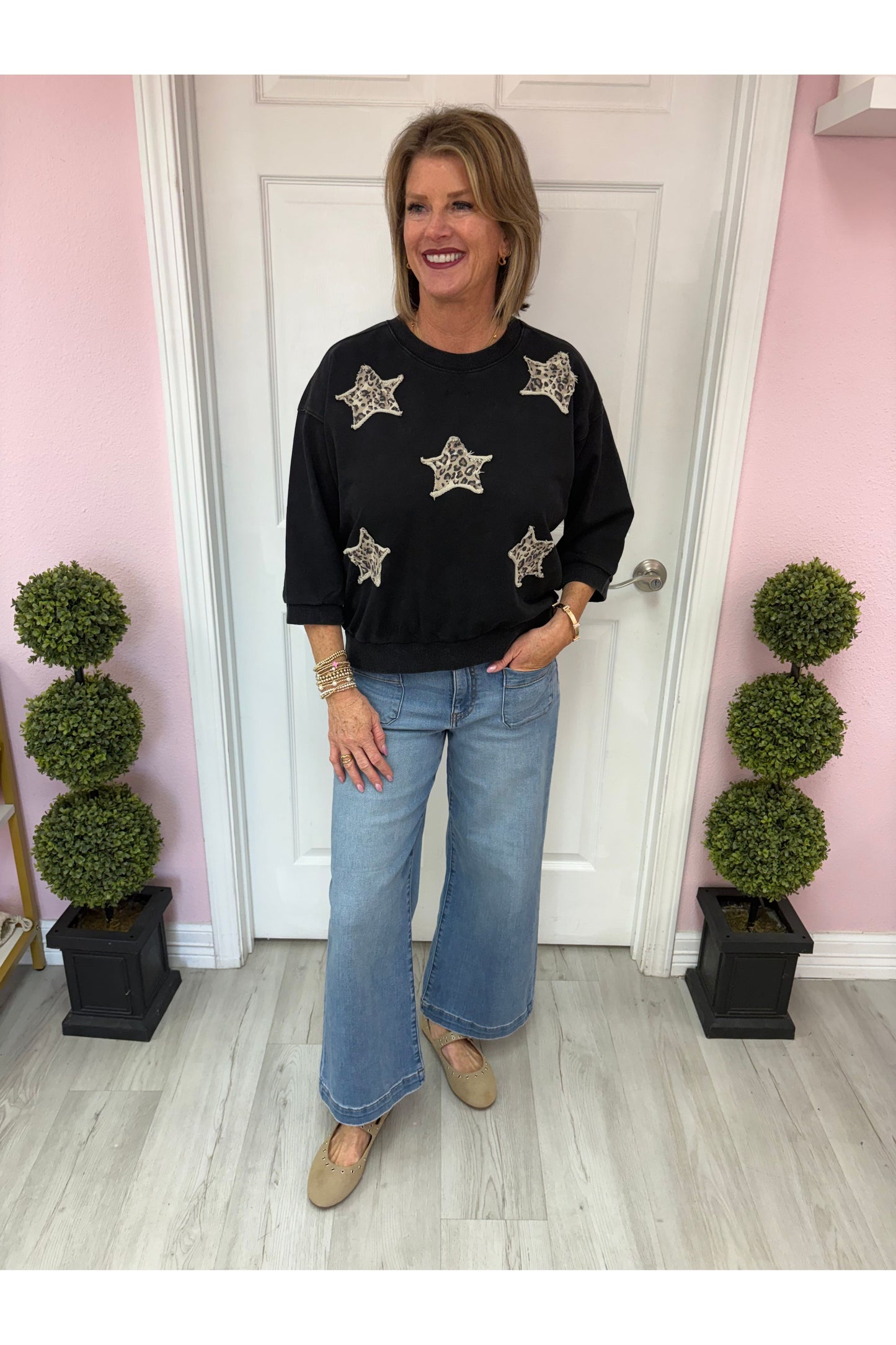 Leopard Star Patch Top