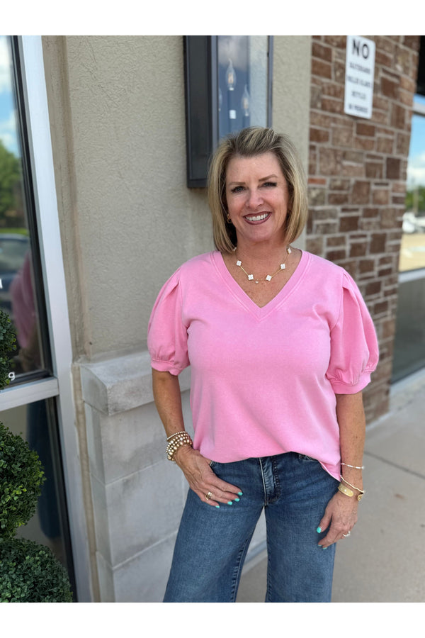 Cotton Solid VNeck Top